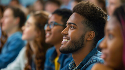 Obraz premium Image of a large group of students attending a lecture..