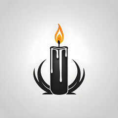 Fototapeta premium Melting candle fire logo icon on white background. Generative AI