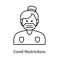 Covid Restrictions vector outline Design illustration. Symbol on White background EPS 10 File 