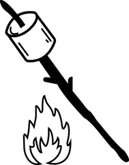 bonefire and marshmellow icon element of camping icon for mobile concept and web apps. Thin line bonefire and marshmellow can be used for web and mobile. Premium icons on transparent background.