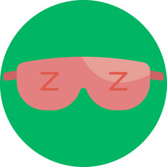 An eye mask icon depicted in a minimalist style, featuring a curved, padded shape in soft shades of blue, symbolizing relaxation and sleep.