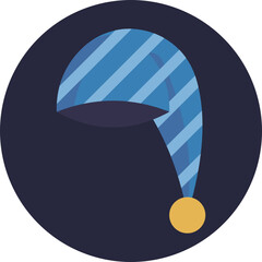 This icon captures the essence of a peaceful night's sleep with a charming sleeping cap. Featuring a soft, drooping shape and a whimsical ball at the end.