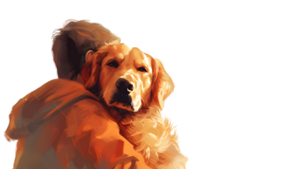 Man Hugging a Dog - Friendship Day, PNG, isolated on white