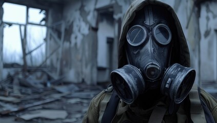 Post-Apocalyptic Survivor in Gas Mask