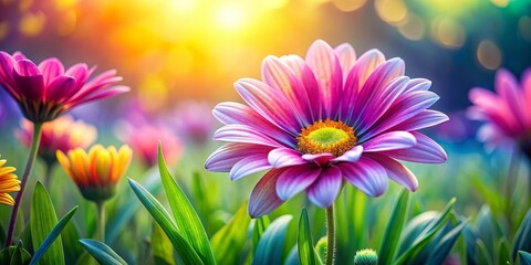 Obraz premium Floral Macro: Vibrant Nature Background, Lush Botanicals, Spring Palette, Nature's Canvas, Botanical Beauty