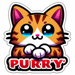 isolated purrty sticker white background