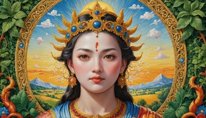 Fototapeta premium Portrait of a Woman with a Crown.