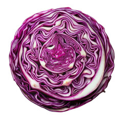 Fototapeta premium Sliced of red cabbage pile top view isolated on transparent background