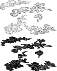 Chinese cloud vector for coloring book and printing on white background.Traditional Japanese culture element for tattoo design and idea.Cloud and wave illustration.Clip art.