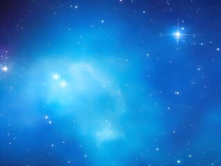 Obraz premium Vivid Blue Nebula with Stars Illuminating a Beautiful, Smooth Cosmic Background