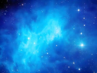 Fototapeta premium Vivid Blue Nebula with Stars Illuminating a Beautiful, Smooth Cosmic Background