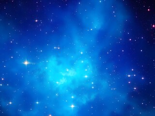 Fototapeta premium Vivid Blue Nebula with Stars Illuminating a Beautiful, Smooth Cosmic Background