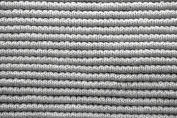 Monochrome Knitted Fabric Texture Design, fabric background with uniform horizontal pattern