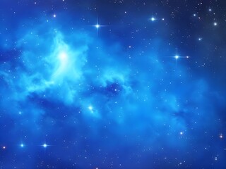 Obraz premium Vivid Blue Nebula with Stars Illuminating a Beautiful, Smooth Cosmic Background