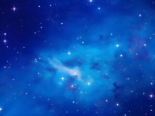 Vivid Blue Nebula with Stars Illuminating a Beautiful, Smooth Cosmic Background