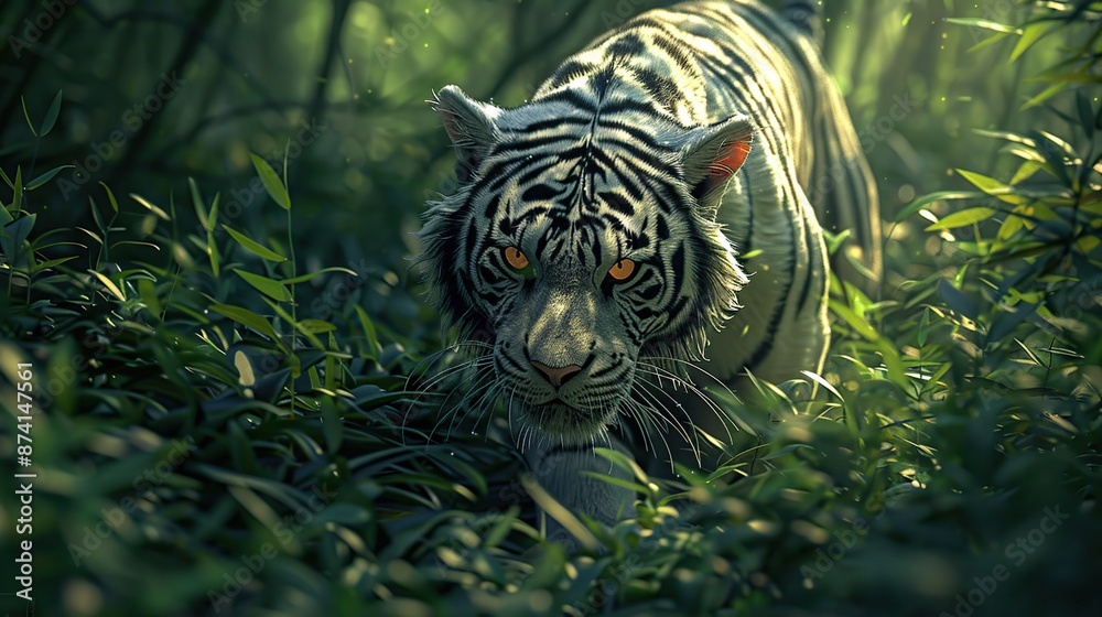 Poster Majestic White Tiger in the Jungle