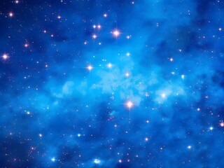 Fototapeta premium Vivid Blue Nebula with Stars Illuminating a Beautiful, Smooth Cosmic Background