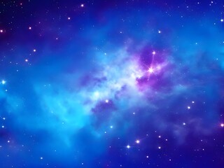 Vivid Blue Nebula with Stars Illuminating a Beautiful, Smooth Cosmic Background