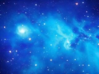 Vivid Blue Nebula with Stars Illuminating a Beautiful, Smooth Cosmic Background