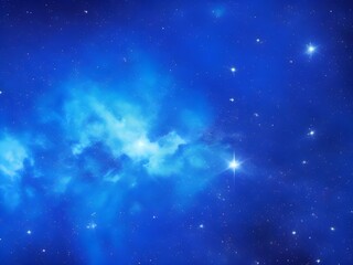 Vivid Blue Nebula with Stars Illuminating a Beautiful, Smooth Cosmic Background