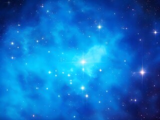 Fototapeta premium Vivid Blue Nebula with Stars Illuminating a Beautiful, Smooth Cosmic Background