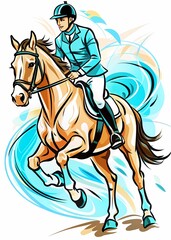 Fototapeta premium Harmony in Motion, Ideal for use in horse riding tutorials, sports magazines, equine therapy educational materials