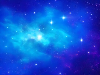 Obraz premium Vivid Blue Nebula with Stars Illuminating a Beautiful, Smooth Cosmic Background