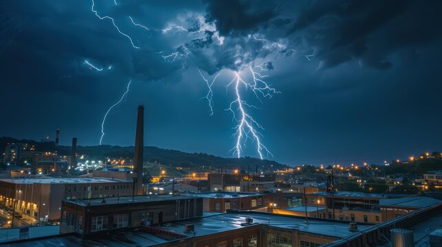 Lightning hits a building