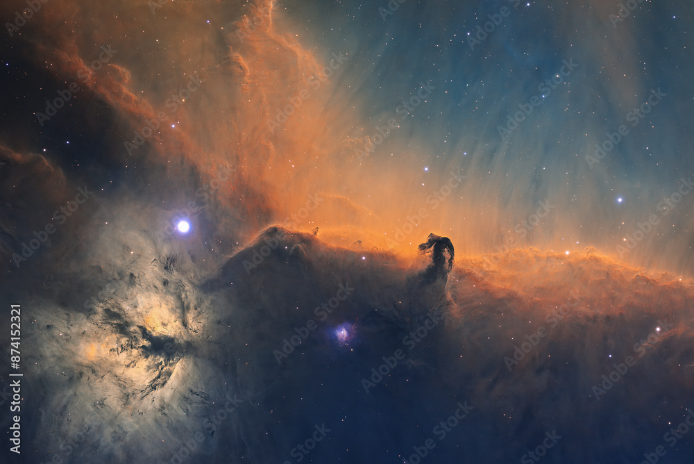 Wall mural deep space astrophotography using a telescope capturing the famous horsehead nebula in the constella