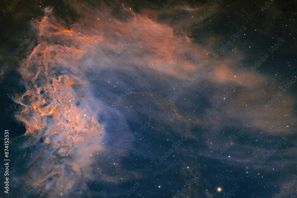Wall mural deep space astrophotography using a telescope to capture the flaming star nebula ic 405