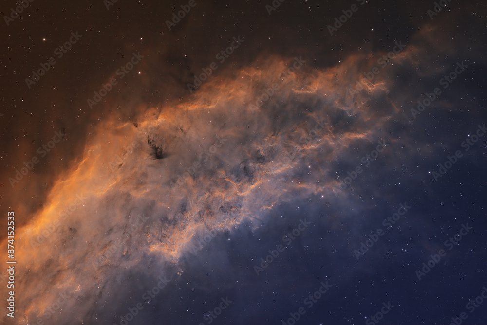 Wall mural deep space astrophotography using a telescope to capture the california nebula ngc 1499