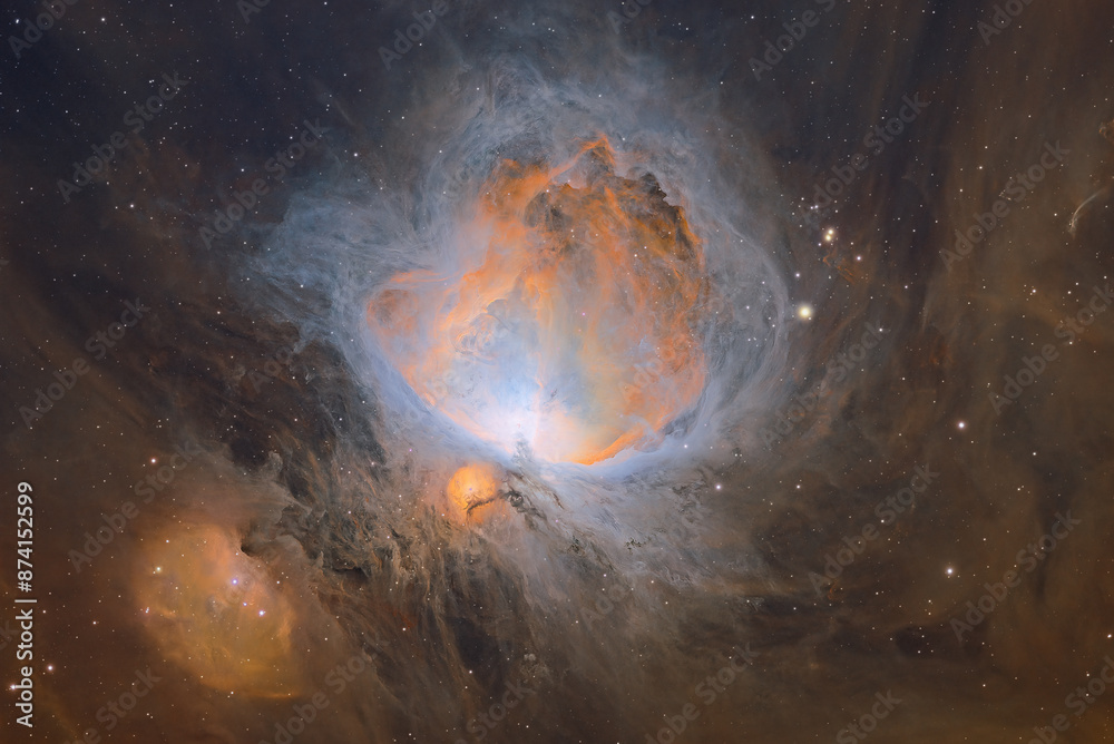 Wall mural deep space astrophotography using a telescope to capture the great orion nebula m42 ngc 1976