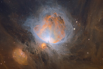 Deep space astrophotography using a telescope to capture the Great Orion Nebula M42 NGC 1976