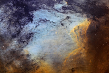 Deep space astrophotography using a telescope capturing the Pelican Nebula IC 5070