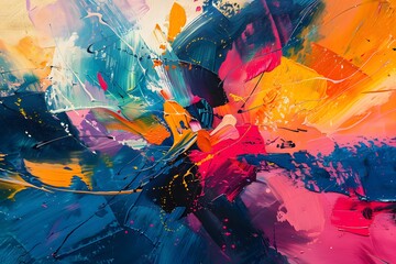 Vibrant Abstract Expressionism with Bold Colors and Dynamic Brushstrokes