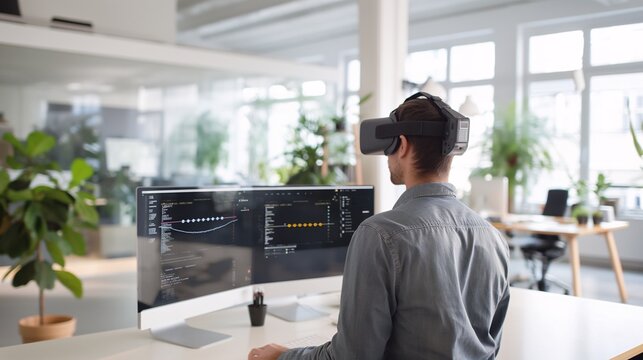 An office with augmented reality (AR) tools in use