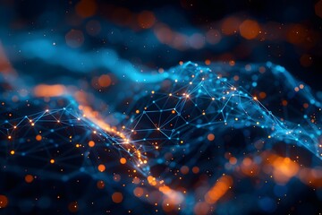 Abstract Digital Network with Glowing Nodes and Connections