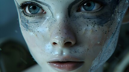 Fototapeta premium Beautiful woman from another planet or another reality