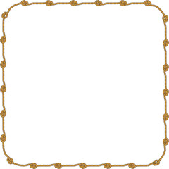 Square rope frame isolated on white background. Twisted cord.