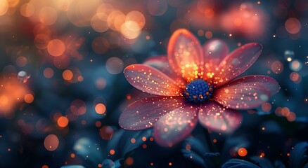 Fototapeta premium Macro shot of a flower against a dreamy bokeh backdrop.