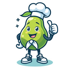 Cute pear chef cartoon mascot