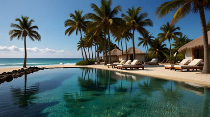 Fototapeta premium pool in the resort, ai generated