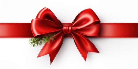 Red Satin Bow with Christmas Decoration