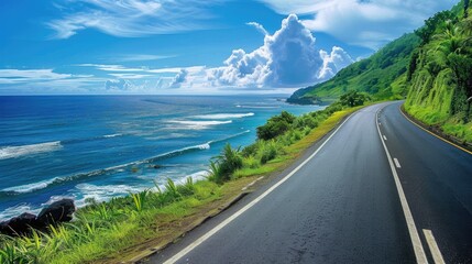 A scenic coastal highway with ocean views.