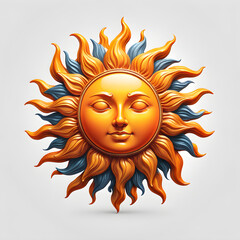 Face shaped sun logo icon on white background, Generative AI