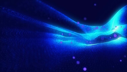 Obraz premium Magical waves of bright energy.High tech rainbow light ray particles and bokeh energy 