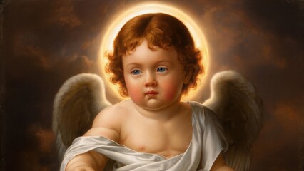 Fototapeta premium portrait of a little girl Angels appear as children of pure innocence and divine beauty.