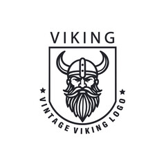 Obraz premium Outline Norse Viking Helmet Head Face for Esports Logo design