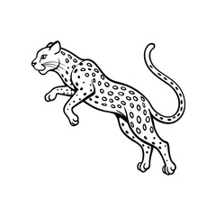 leopard jumping line art vector silhouette