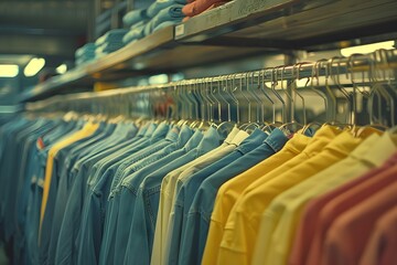 Colorful Array of Shirts on Display in a Clothing Store